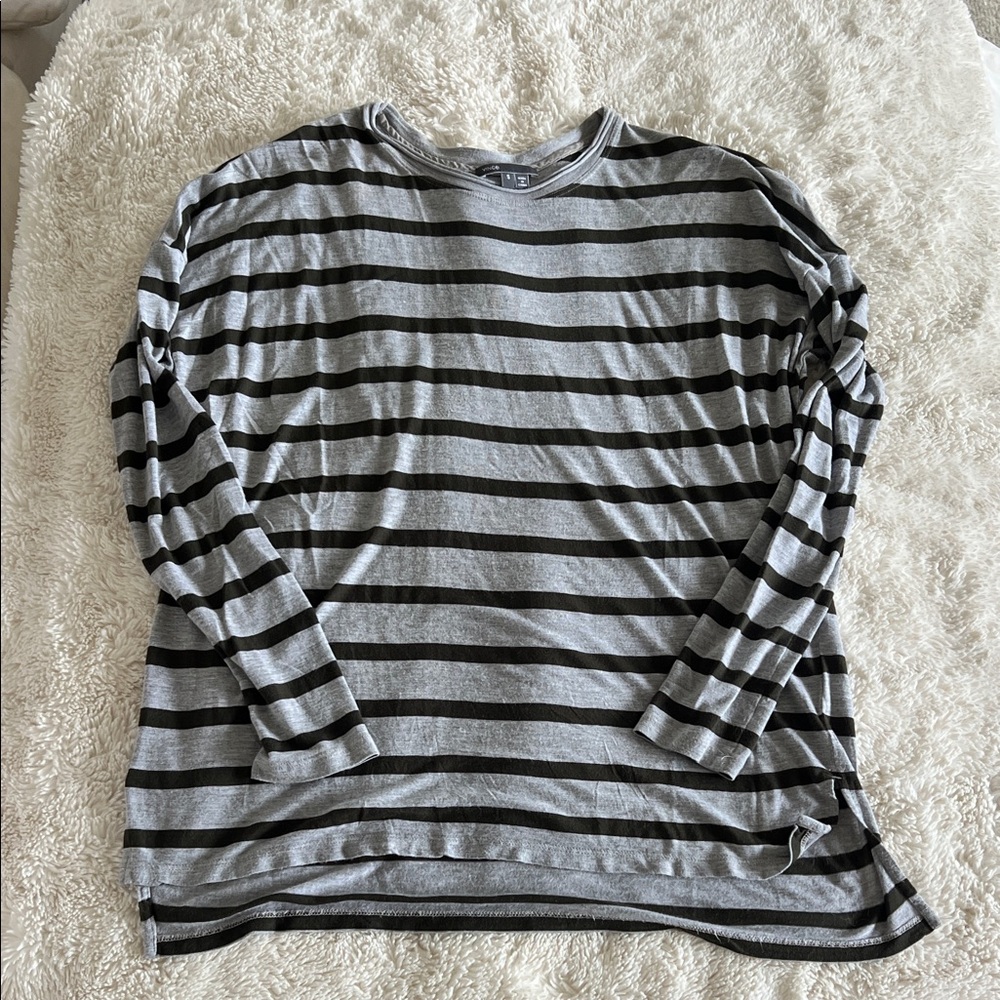 Vince Grey and Green Striped Long Sleeve Shirt